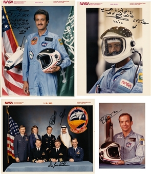 1985 Official NASA Space Shuttle Crew Original Photos (16) – Featuring Unsigned and Signed Depictions Including Sultan bin Salman Al Saud (The First Royal, Arab and Muslim to Fly in Space)